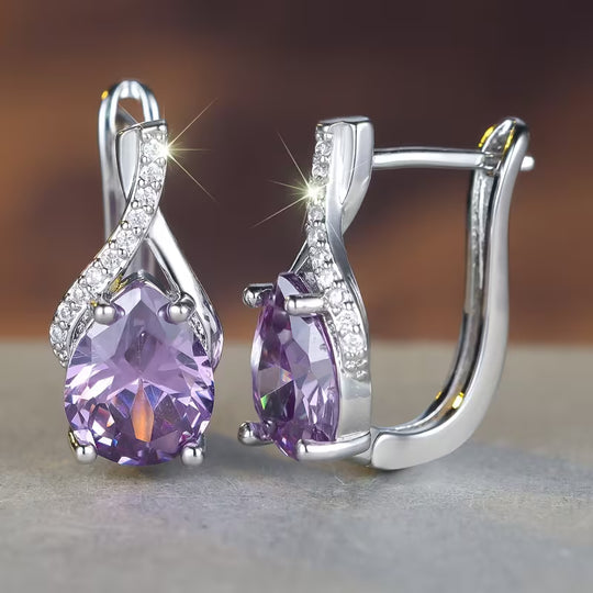 Silver Amethyst Drop Earrings